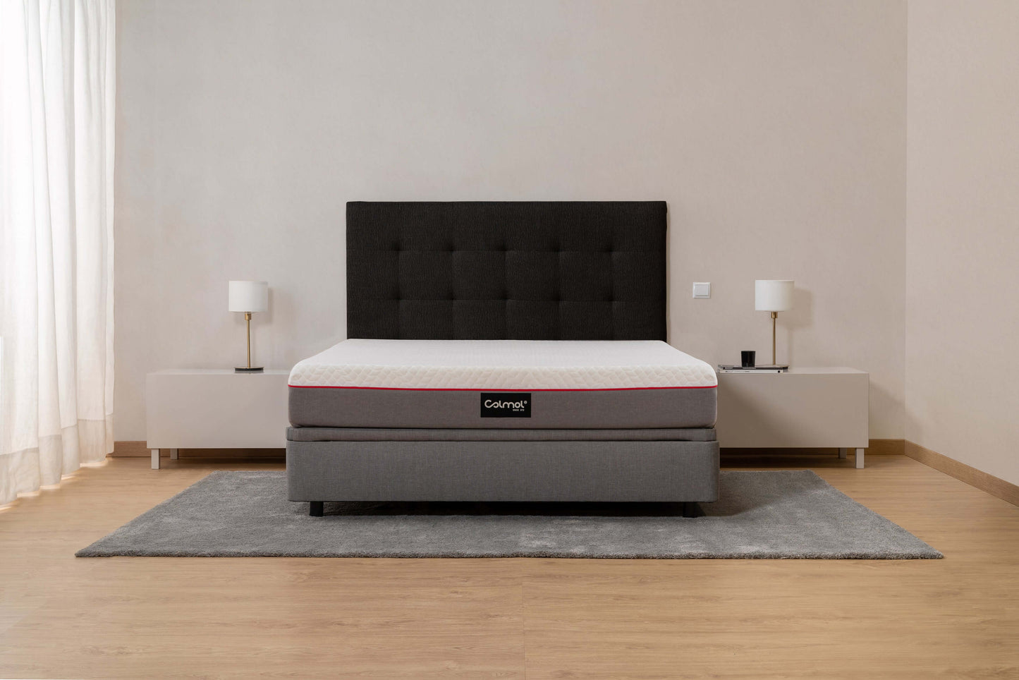 cabeceira quadrato preto cama